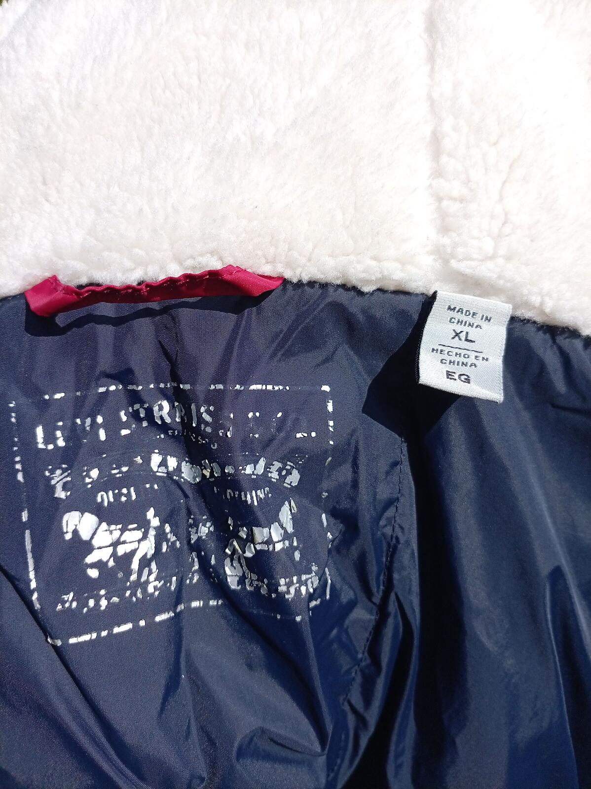 Levi's Men's Hooded Puffer Jacket XL Extra Large Red Pink Sherpa Fleece Lined