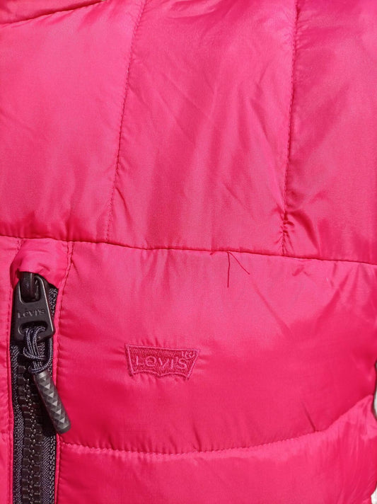 Levi's Men's Hooded Puffer Jacket XL Extra Large Red Pink Sherpa Fleece Lined