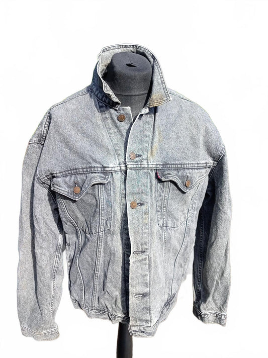 Vintage 90s Levi's 75525 Men's Grey Denim Trucker Jacket XL Charcoal Type III