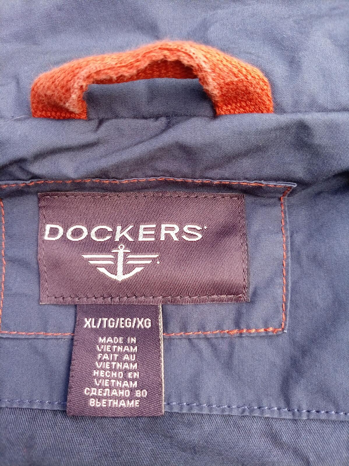 Dockers Men's Hooded Field Jacket Size XL Extra Large Blue Utility 22.5" P2P