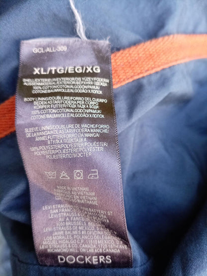 Dockers Men's Hooded Field Jacket Size XL Extra Large Blue Utility 22.5" P2P