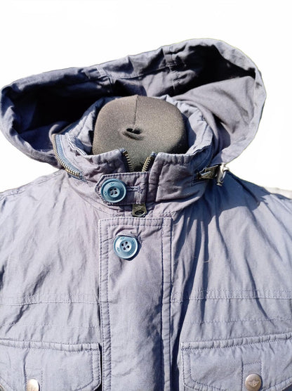 Dockers Men's Hooded Field Jacket Size XL Extra Large Blue Utility 22.5" P2P