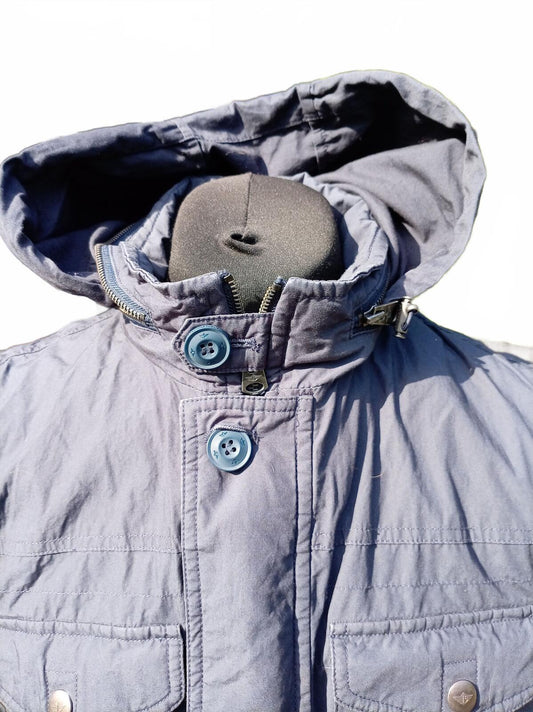 Dockers Men's Hooded Field Jacket Size XL Extra Large Blue Utility 22.5" P2P