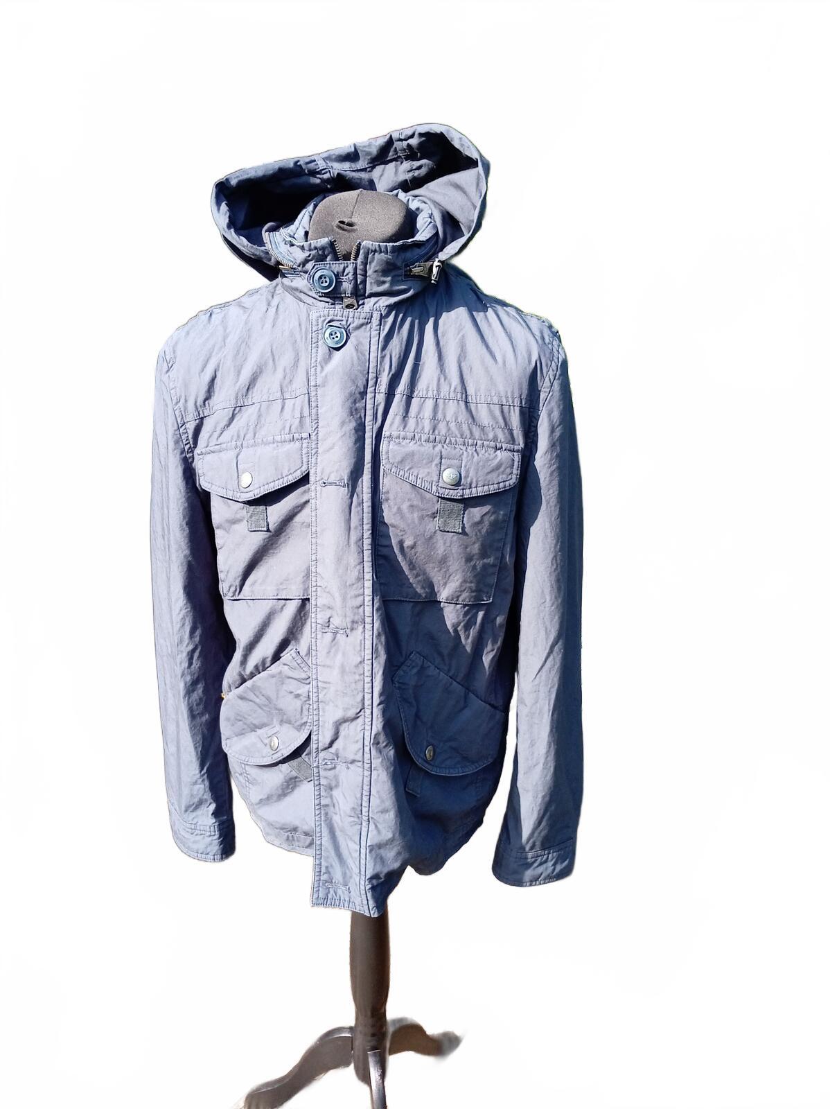 Dockers Men's Hooded Field Jacket Size XL Extra Large Blue Utility 22.5" P2P