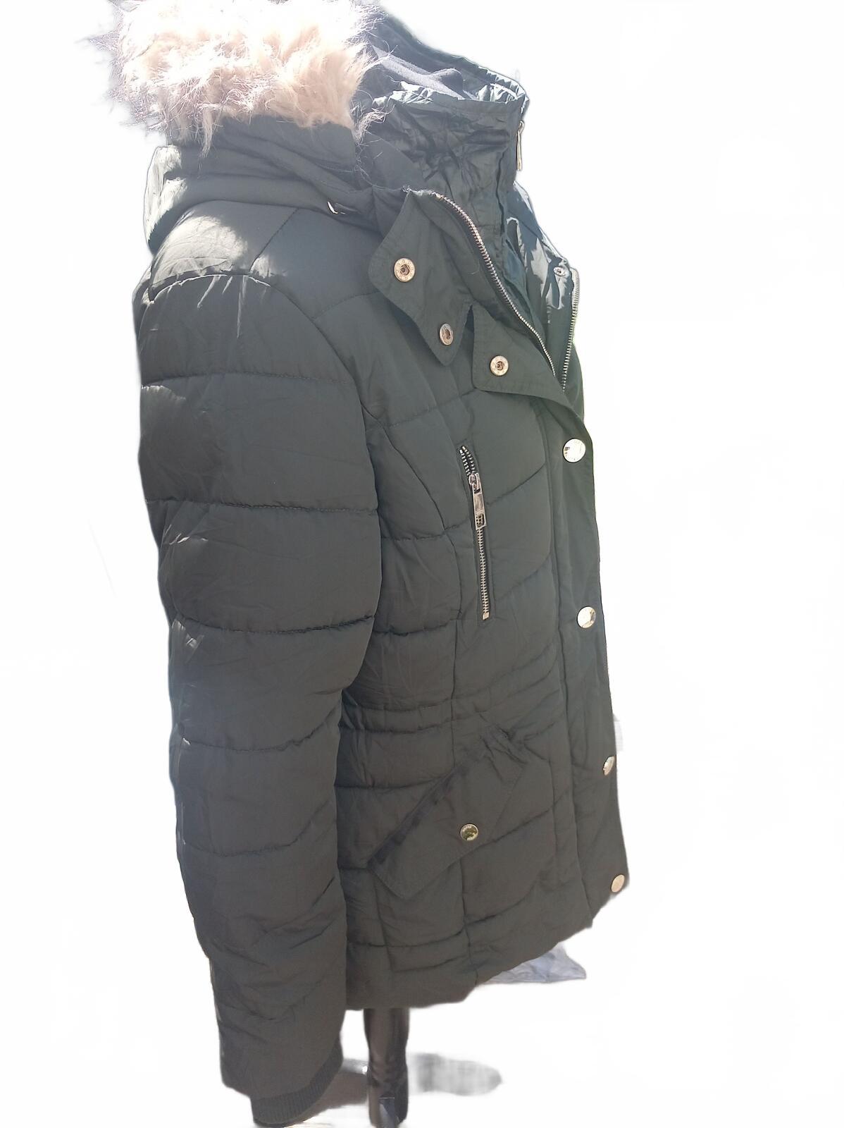 GUESS Black Quilted Hooded Faux Fur Trim Parka Coat - XL