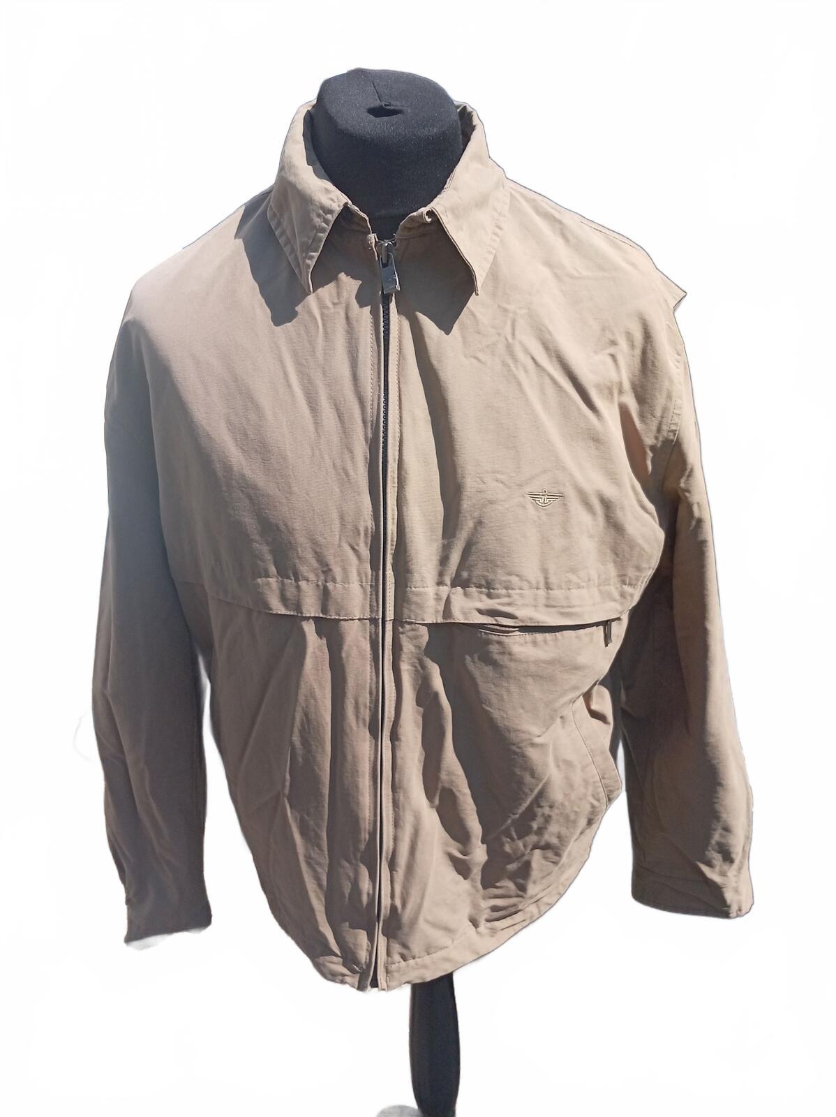 Dockers Men's Full Zip Jacket Medium M Tan Khaki Golf Harrington Coat 23" P2P