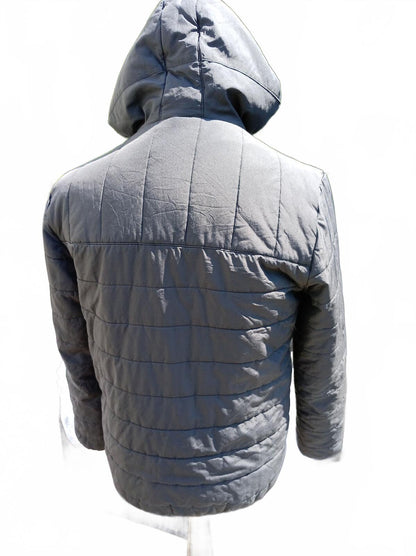 Reebok Men's Hooded Puffer Jacket Medium M Charcoal Grey Quilted Coat 22" P2P