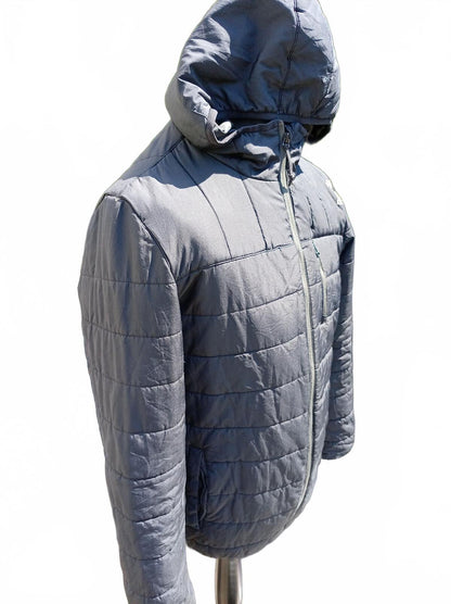Reebok Men's Hooded Puffer Jacket Medium M Charcoal Grey Quilted Coat 22" P2P