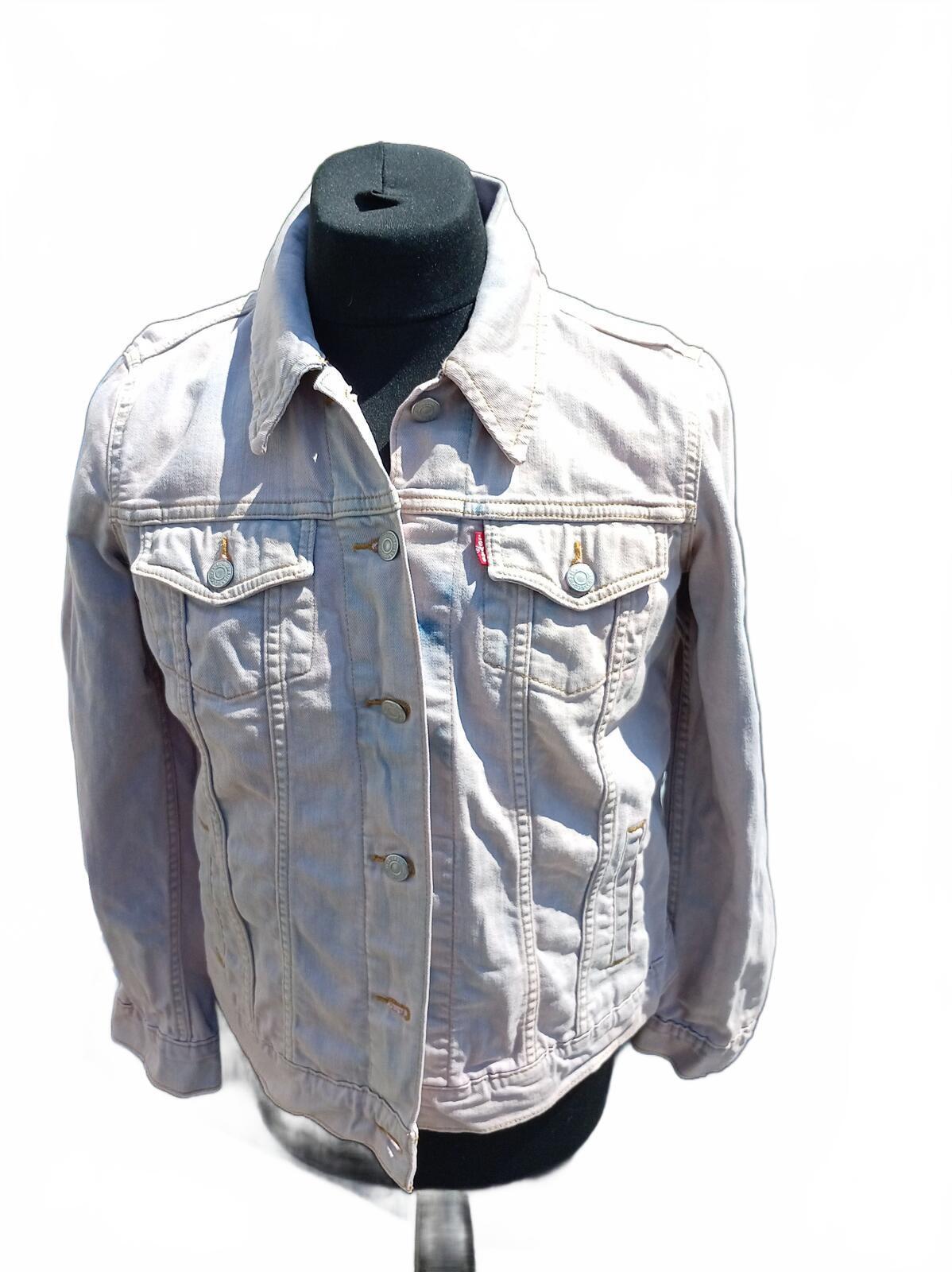 Levi's Women's Denim Trucker Jacket M Medium Bleached Pastel Lilac Pink 21" P2P