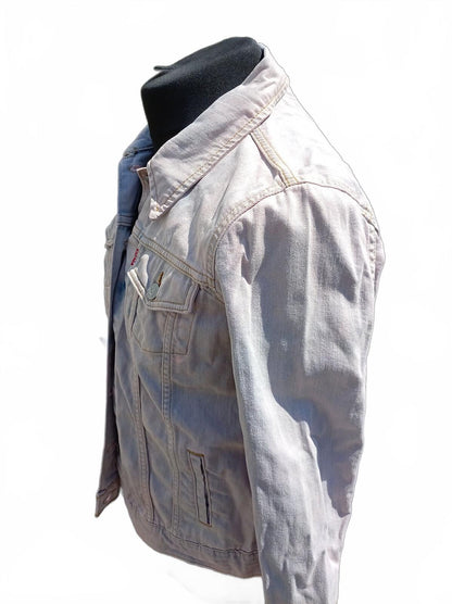 Levi's Women's Denim Trucker Jacket M Medium Bleached Pastel Lilac Pink 21" P2P