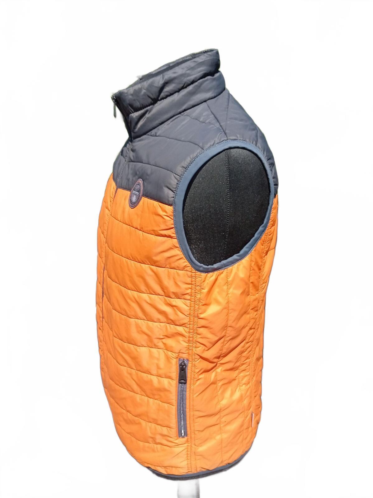 Napapijri Men's Aerons Puffer Gilet Large L Slim Fit Orange Charcoal 21" P2P
