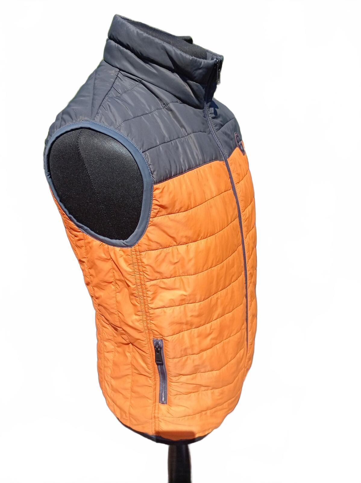 Napapijri Men's Aerons Puffer Gilet Large L Slim Fit Orange Charcoal 21" P2P
