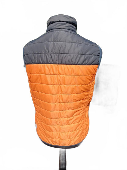 Napapijri Men's Aerons Puffer Gilet Large L Slim Fit Orange Charcoal 21" P2P