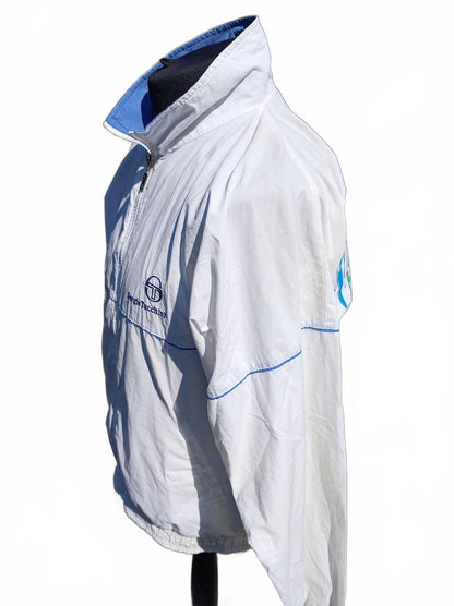 Vintage Sergio Tacchini Tracksuit XXL XL White Blue 90s Shell Suit Italy 25" P2P