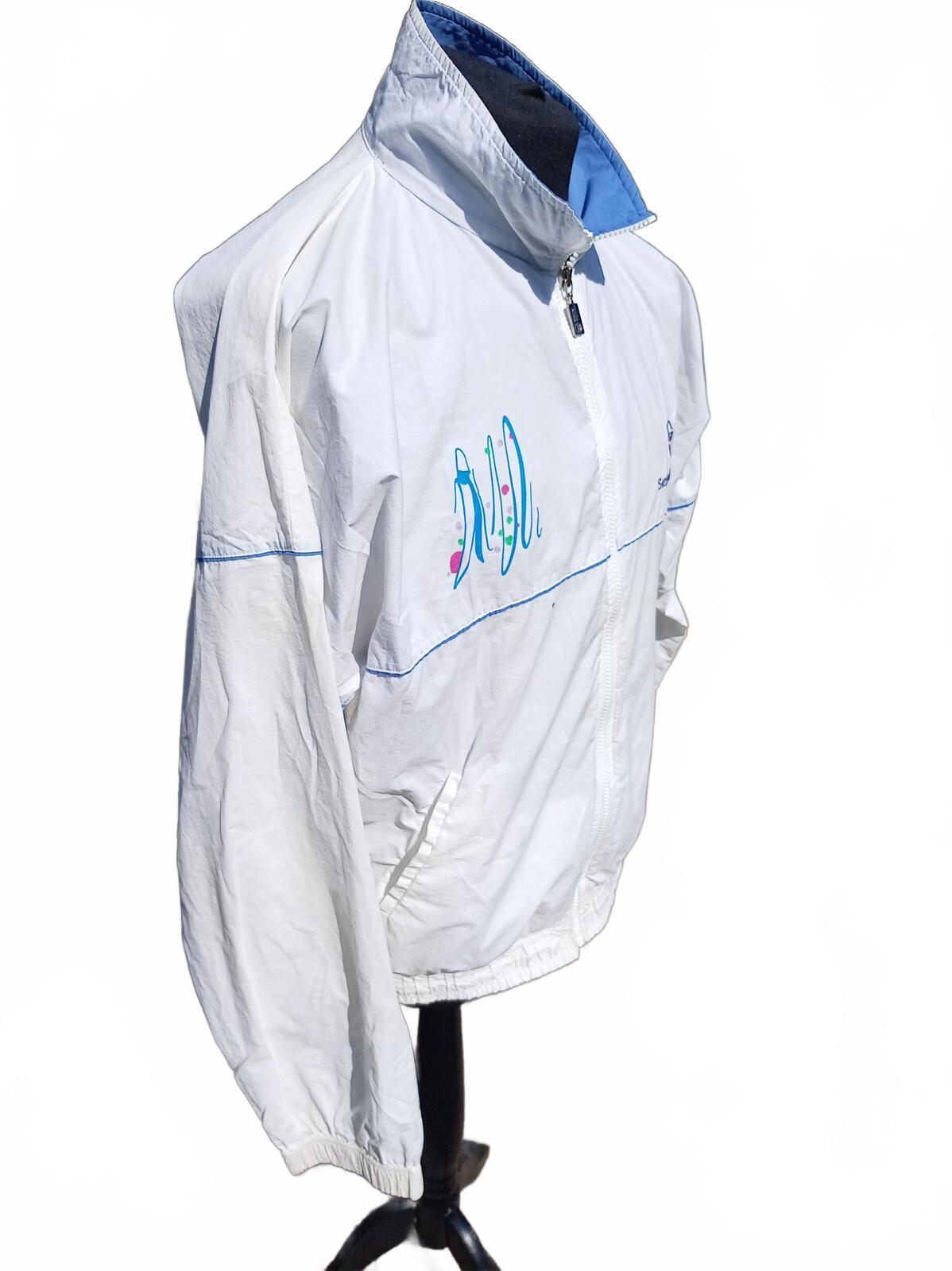 Vintage Sergio Tacchini Tracksuit XXL XL White Blue 90s Shell Suit Italy 25" P2P
