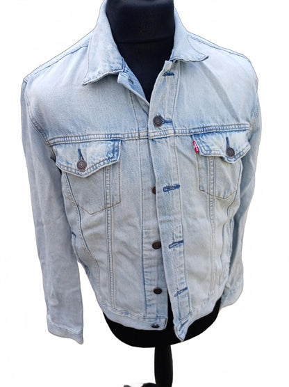 Levi's Men's Trucker Denim Jacket Size S Small Light Wash Bleach Blue 21"