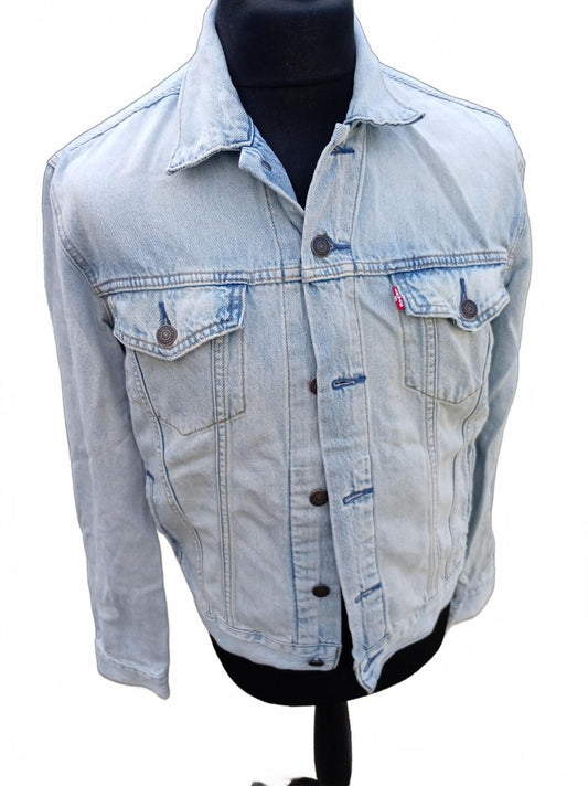 Levi's Men's Trucker Denim Jacket Size S Small Light Wash Bleach Blue 21"