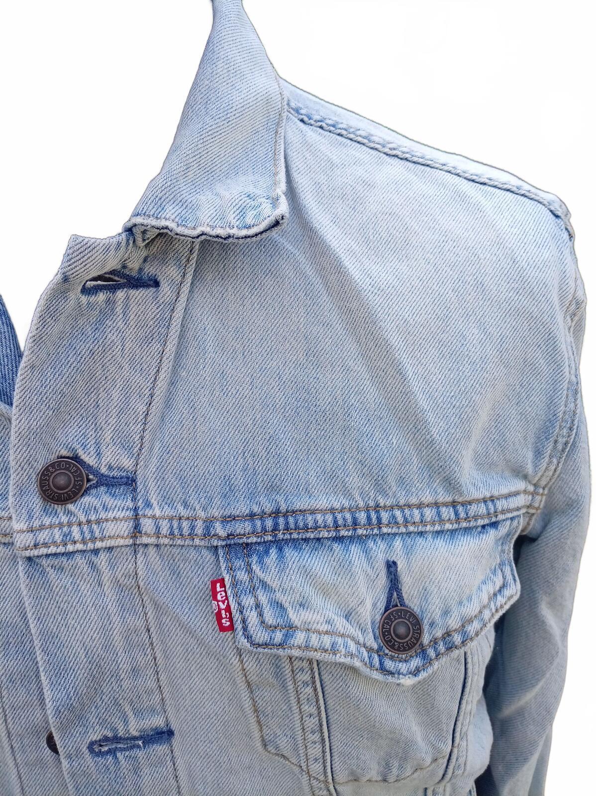 Levi's Men's Trucker Denim Jacket Size S Small Light Wash Bleach Blue 21"