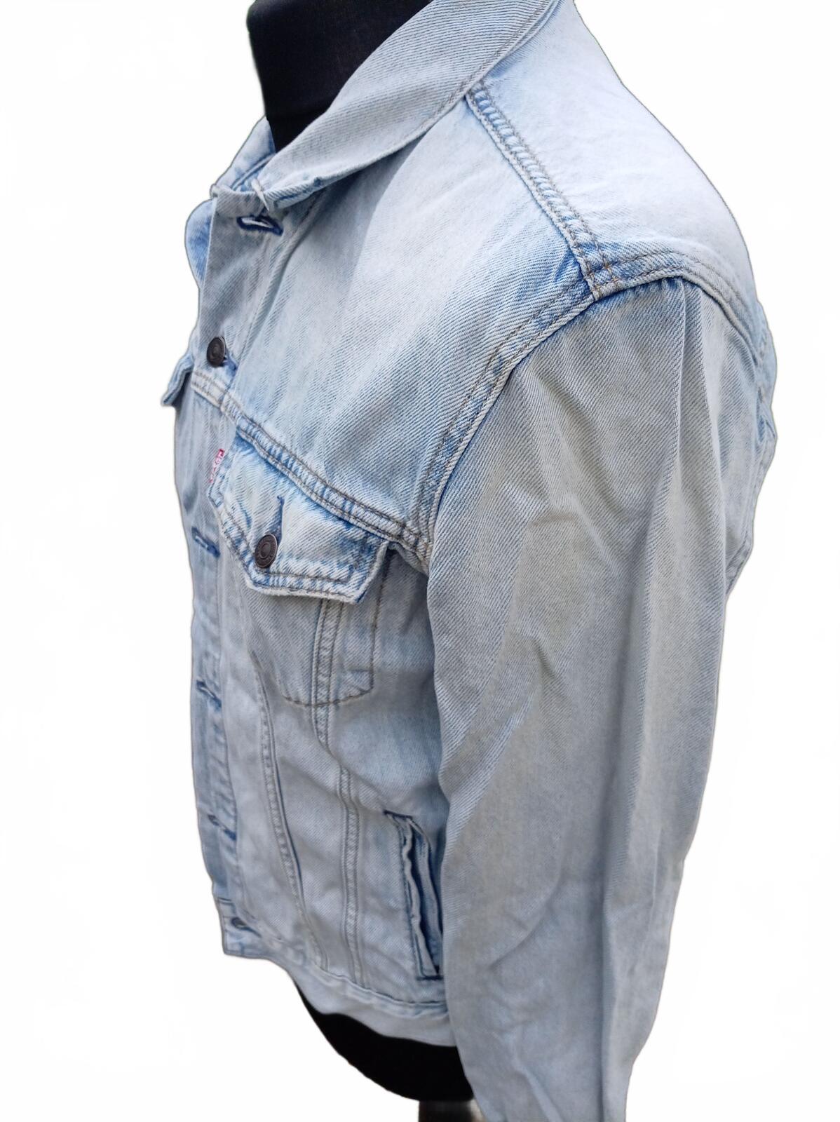 Levi's Men's Trucker Denim Jacket Size S Small Light Wash Bleach Blue 21"