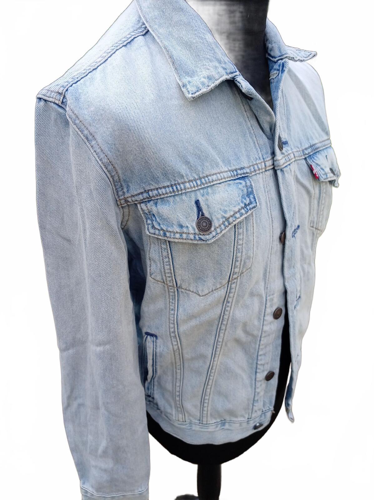 Levi's Men's Trucker Denim Jacket Size S Small Light Wash Bleach Blue 21"