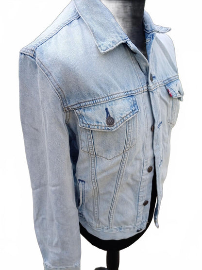 Levi's Men's Trucker Denim Jacket Size S Small Light Wash Bleach Blue 21"