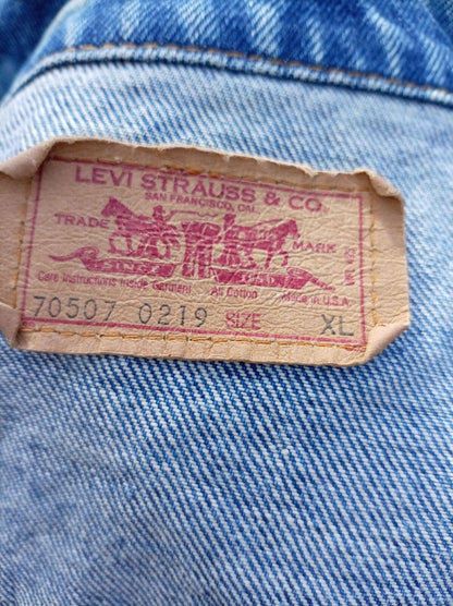 Vintage 80s Levi's 70507 0219 Denim Jacket XL USA Trucker Hand Pockets 25" P2P