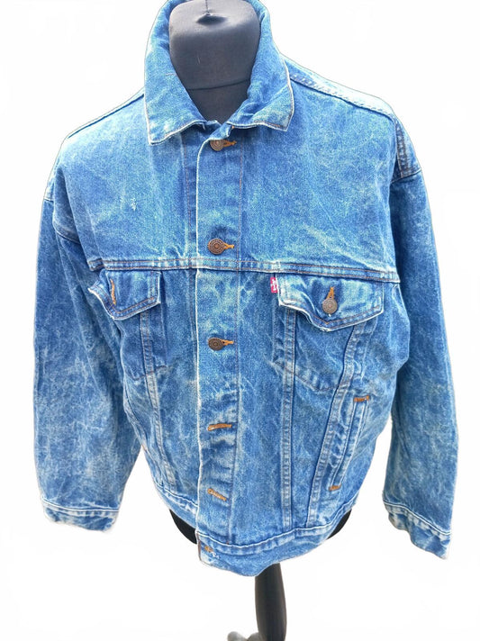 Vintage 80s Levi's 70507 0219 Denim Jacket XL USA Trucker Hand Pockets 25" P2P