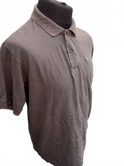 Lacoste Brown Polo Shirt with Crocodile Logo - Size 6 XL