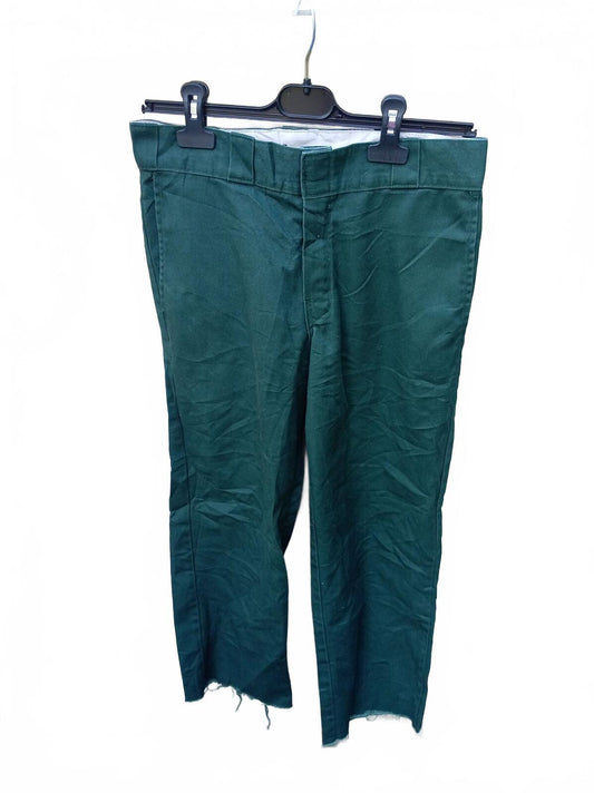 Dickies 874 Raw Cut Hem Trousers 30x26 Green Cropped Cut Off Skater Work Pants