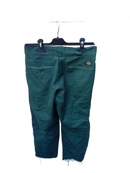 Dickies 874 Raw Cut Hem Trousers 30x26 Green Cropped Cut Off Skater Work Pants