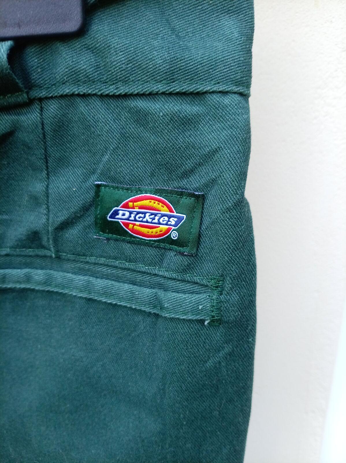 Dickies 874 Raw Cut Hem Trousers 30x26 Green Cropped Cut Off Skater Work Pants