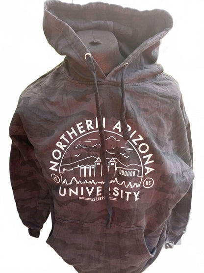 Northern Arizona University Black Camo Hoodie Sweatshirt - Large - 23" P2P