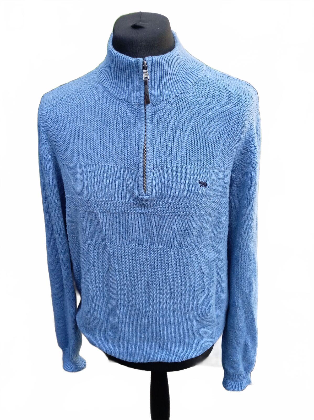 Beaufort & Blake London Men's Light Blue Half-Zip Knit Sweater Medium