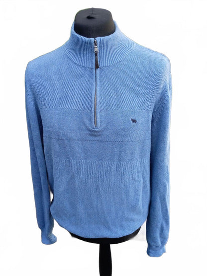 Beaufort & Blake London Men's Light Blue Half-Zip Knit Sweater Medium