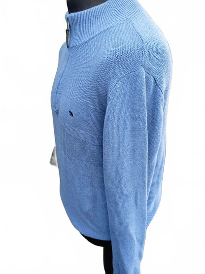 Beaufort & Blake London Men's Light Blue Half-Zip Knit Sweater Medium