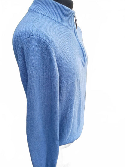 Beaufort & Blake London Men's Light Blue Half-Zip Knit Sweater Medium