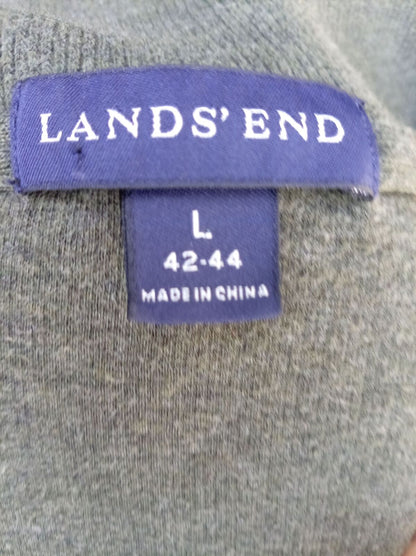 Lands’ End Quarter‑Zip Sweater – Grey Knit – Size L – Men’s Pullover