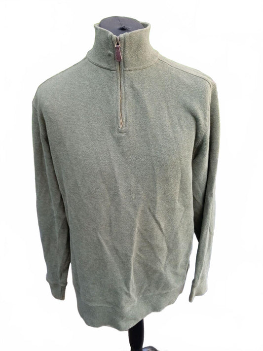 Lands’ End Quarter‑Zip Sweater – Grey Knit – Size L – Men’s Pullover