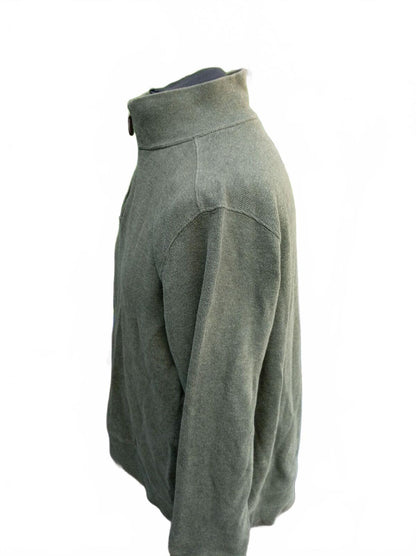 Lands’ End Quarter‑Zip Sweater – Grey Knit – Size L – Men’s Pullover