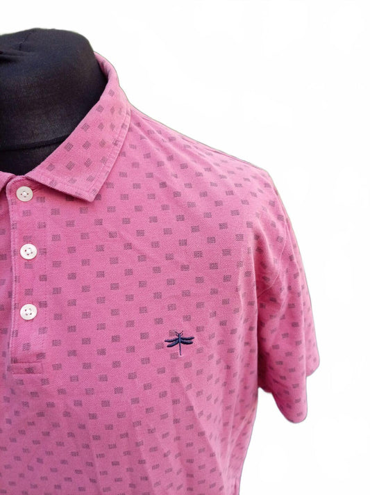 EASY™ Polo Shirt – Pink Patterned – Dragonfly Logo – Size XXL – Smart Casual