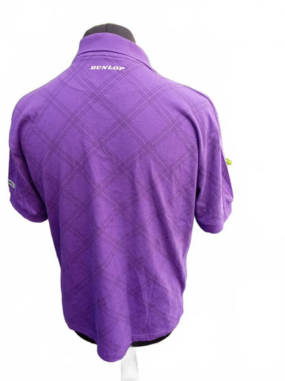 Men’s Patterned Polo Shirt Purple Check Texture Size M Smart Casual Preloved