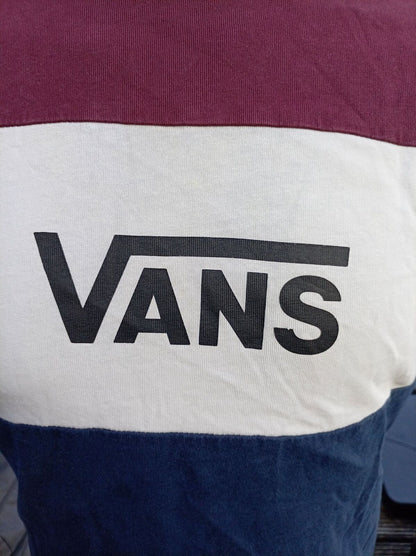 Vans Colour‑Block T‑Shirt – Burgundy/White/Navy – Size M – Skate Surf Tee