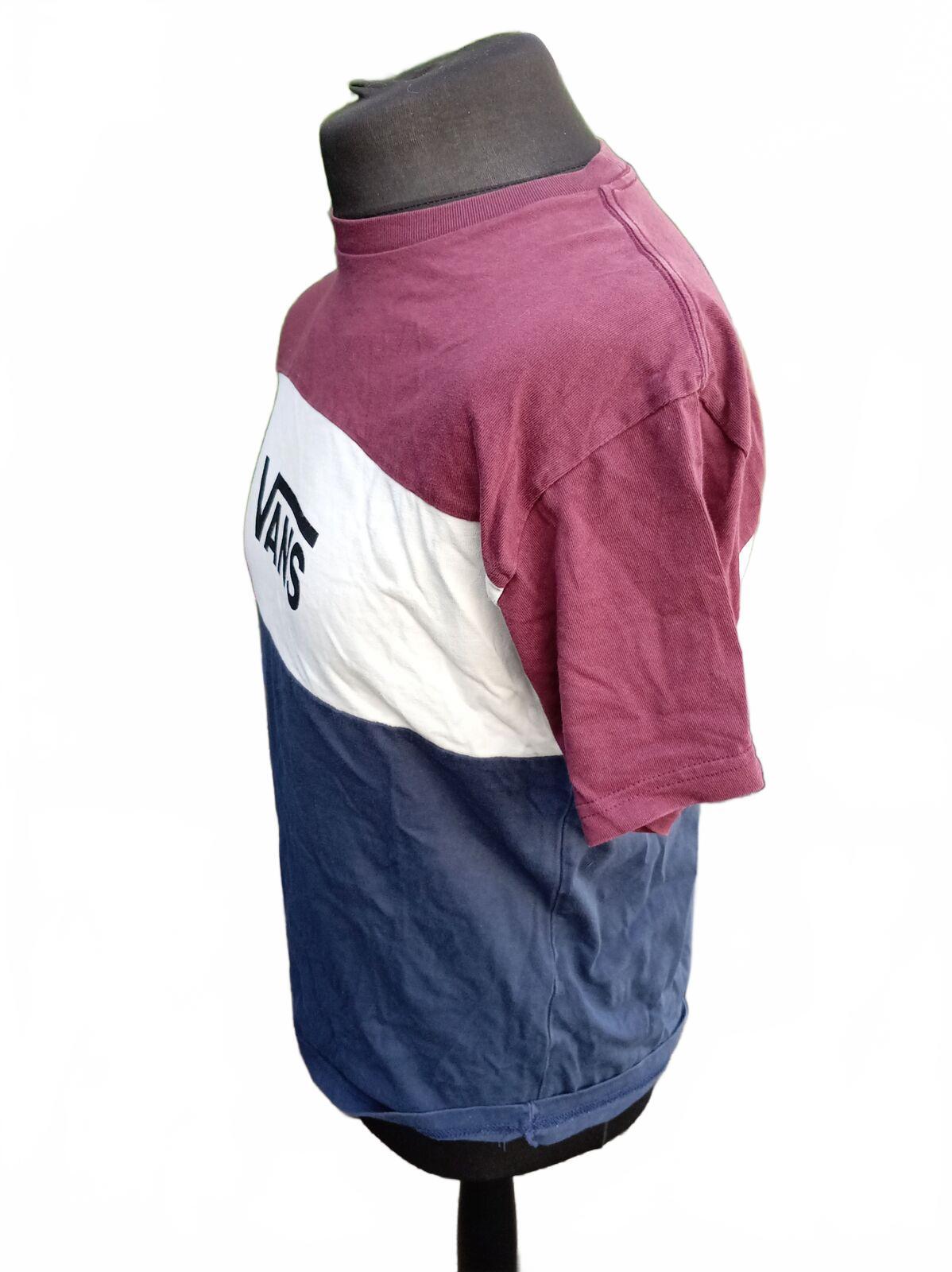 Vans Colour‑Block T‑Shirt – Burgundy/White/Navy – Size M – Skate Surf Tee