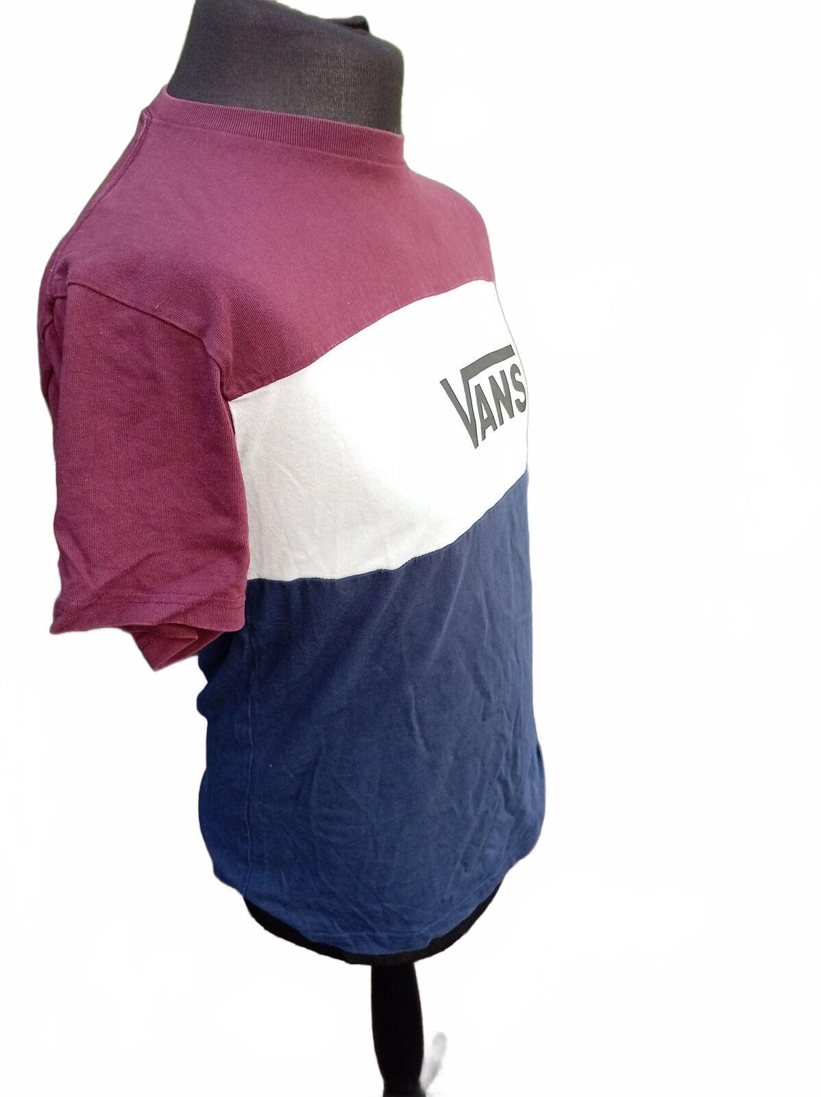 Vans Colour‑Block T‑Shirt – Burgundy/White/Navy – Size M – Skate Surf Tee
