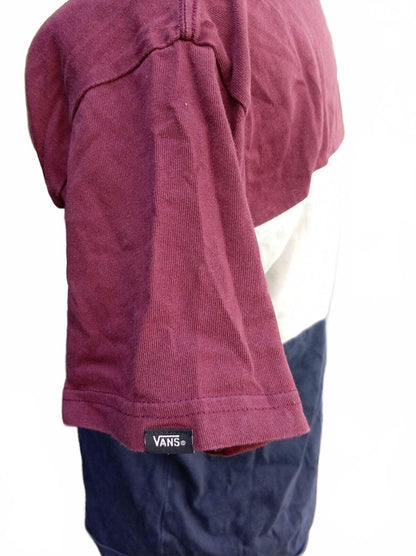 Vans Colour‑Block T‑Shirt – Burgundy/White/Navy – Size M – Skate Surf Tee